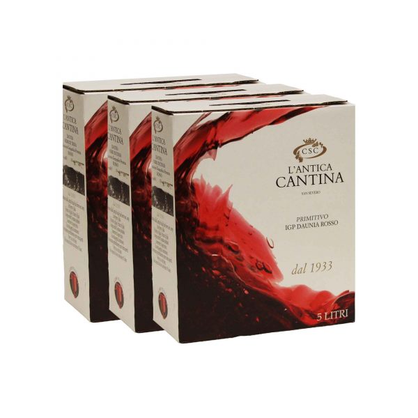 3 Bag in Box da 5 lt - Primitivo - Puglia IGP 12,50% Vol. (15 litri)