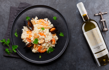 Risotto ai Frutti di Mare accompagnato da un nobile vino: Falanghina Nobiles Daunia IGP