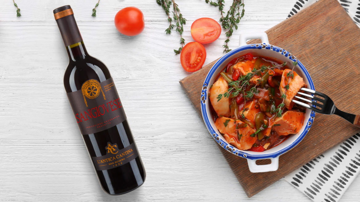 Vino Rosso Sangiovese per accompagnare il Pollo alla Cacciatora