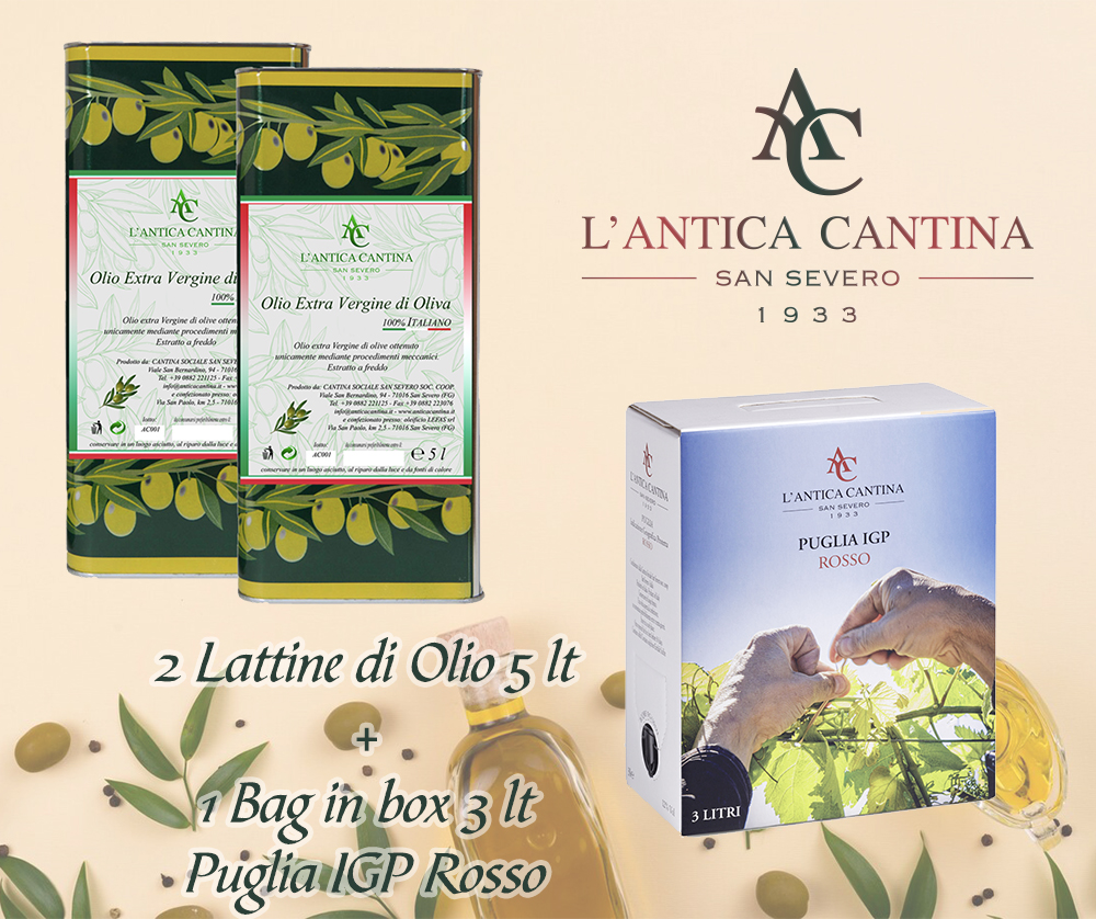 2 latte di Olio Extravergine di Oliva + 1 Bag in Box 3 lt Puglia IGP ...